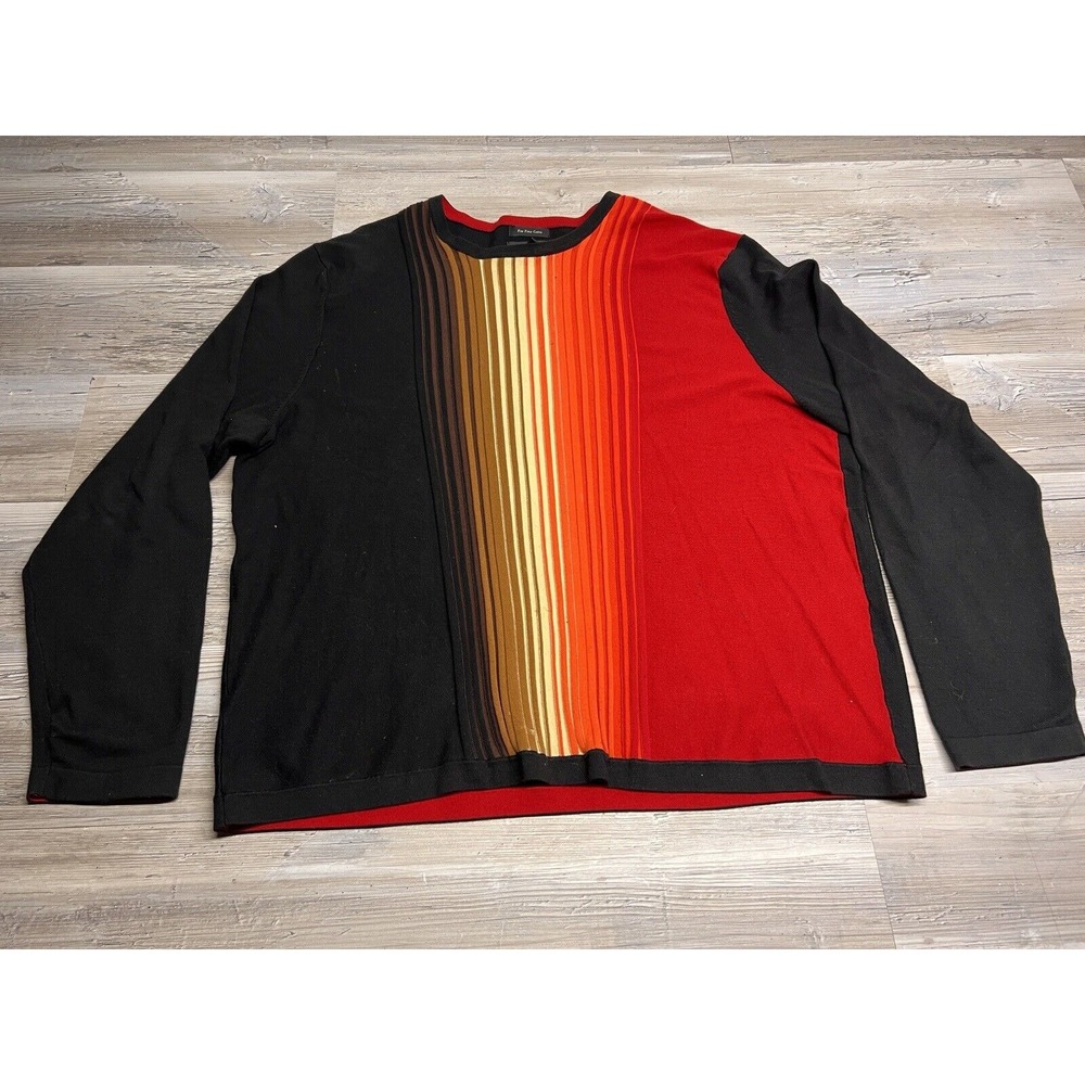Cezani Vertical Stripe Pima Cotton Grandpa Sweater Eclectic Preppy Mod Size 2XL